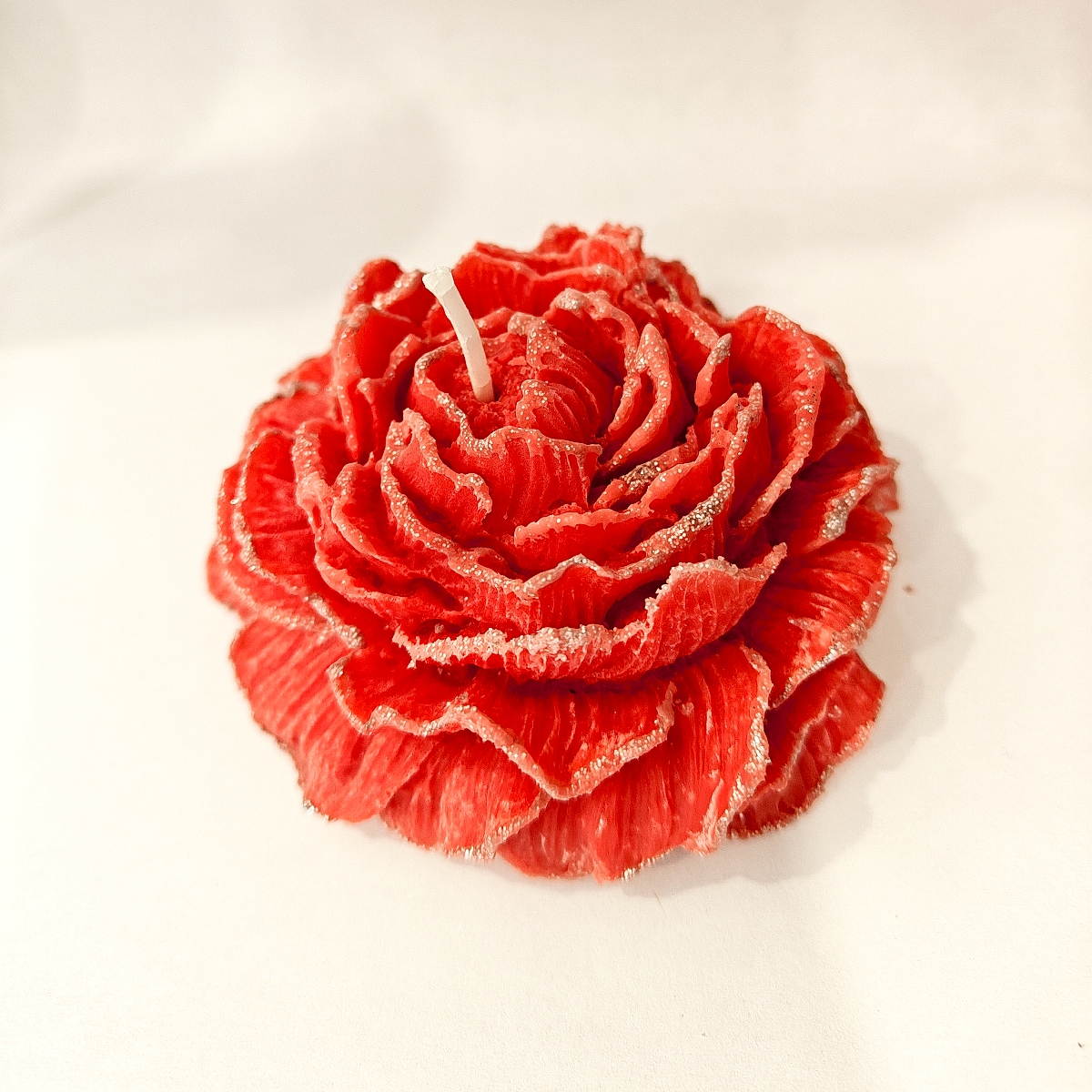 Red Peony flower candle