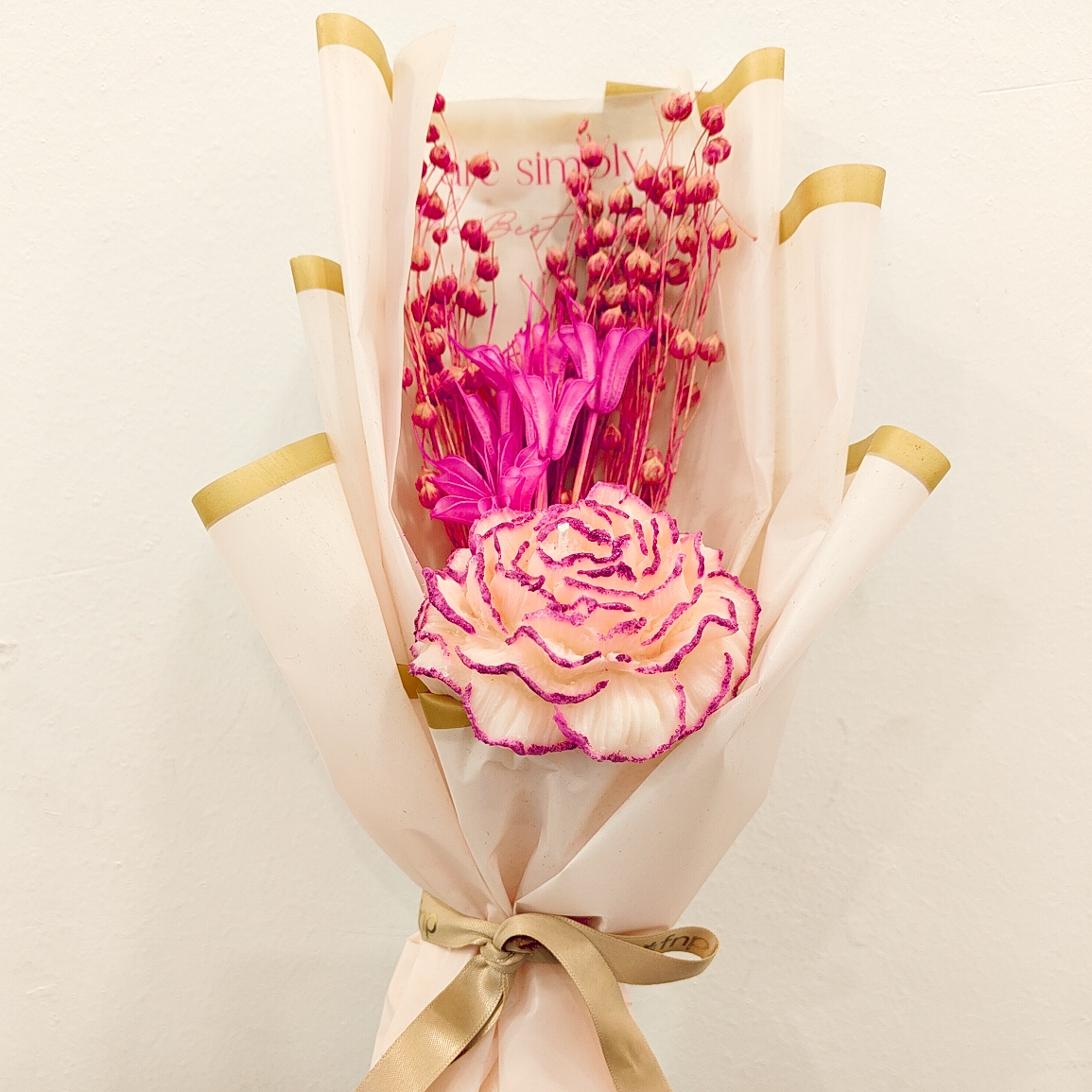 White Peony flower candle bouquet