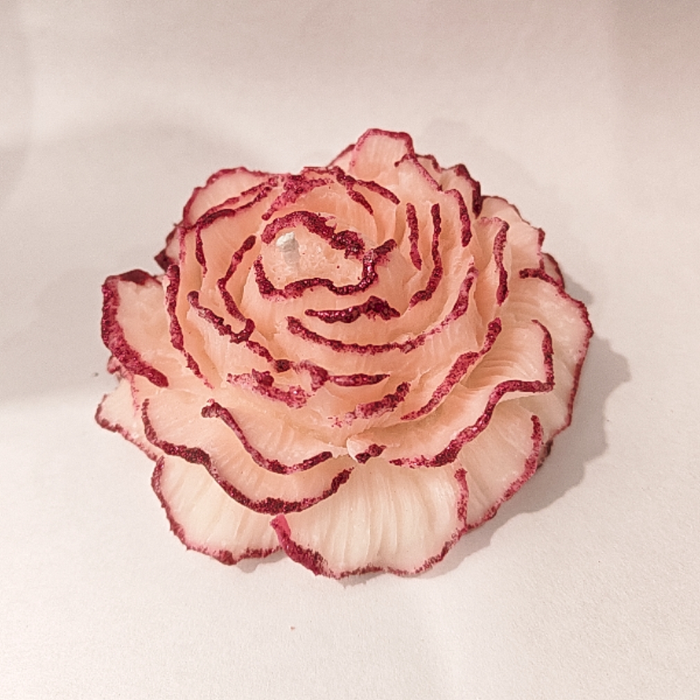 White Peony flower candle