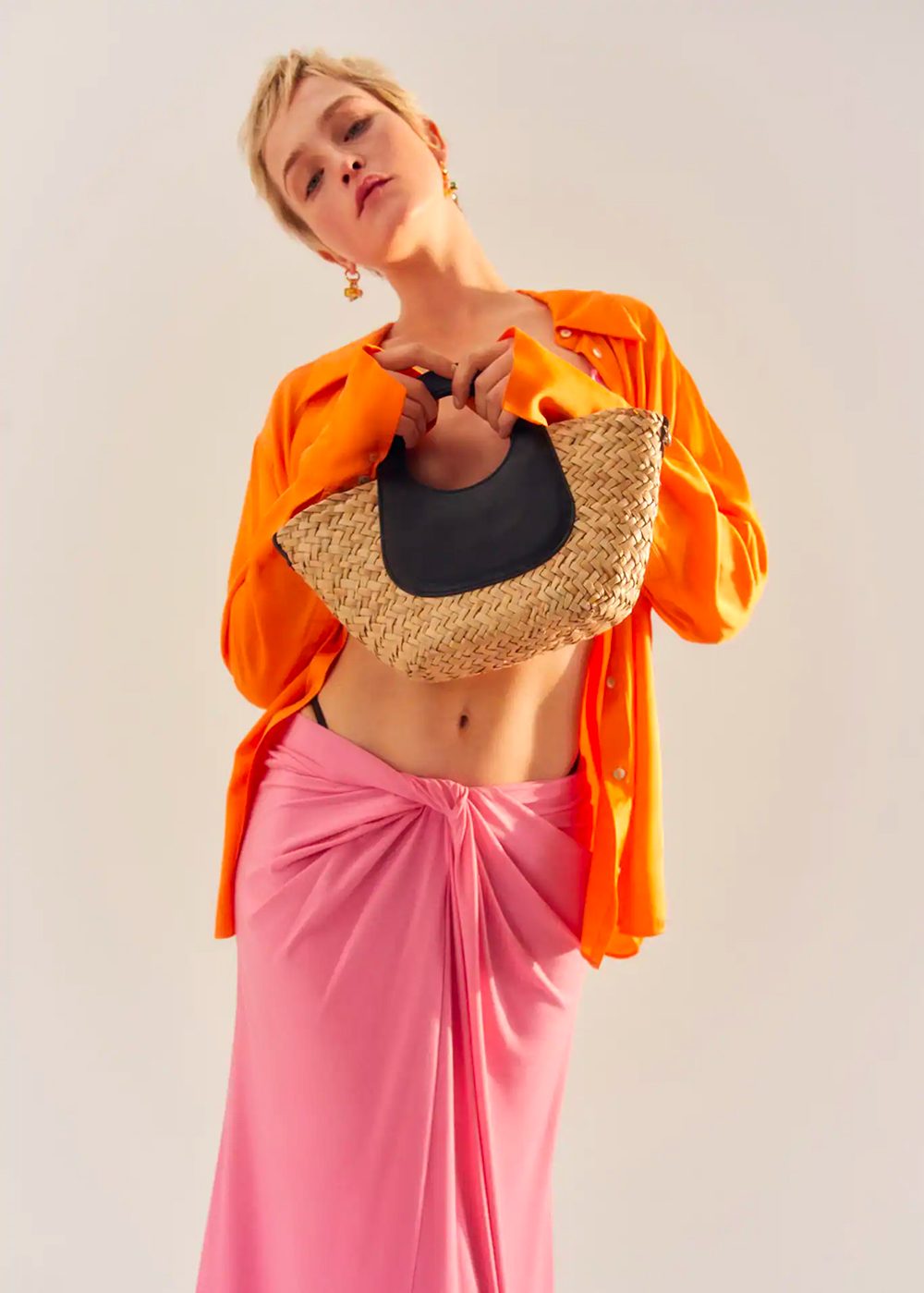 Double strap mini basket bag